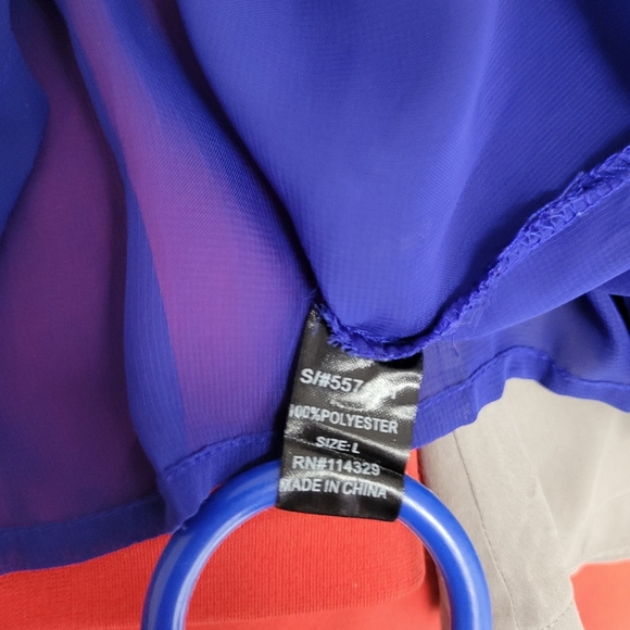 Poetry Sheer Blue Button-Up Blouse Tie Front Size Large - Picture 8 of 8